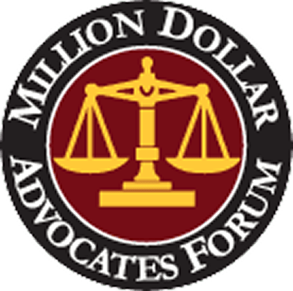 Mitigation Dollar logo: justice scale emblem for advocates forum in maroon and gold
