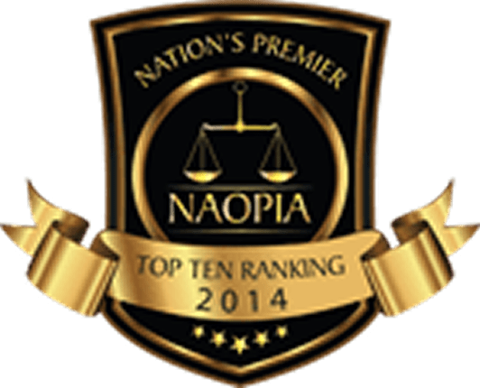 Naopia Premier Award 2014 Emblem with Justice Scale, Gold Ribbon and Stars